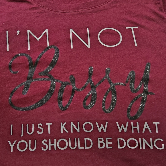 Wound UP Graphic T-Shirt "Im Not Bossy" Burgandy. Size M - Picture 2 of 6